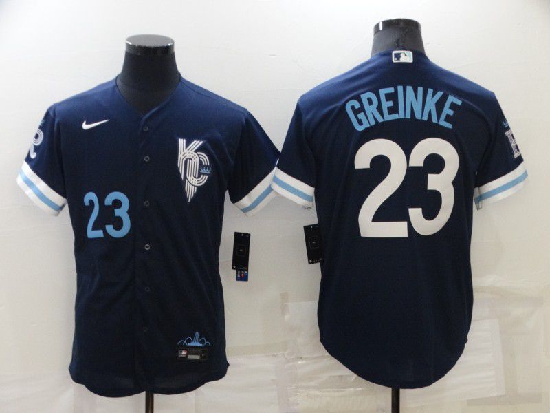 Men Kansas City Royals #23 Greinke Blue City Edition Game Nike 2022 MLB Jerseys->texas rangers->MLB Jersey